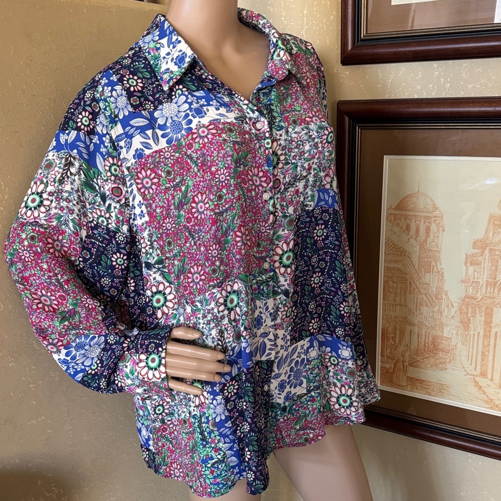 Jones New York Women’s Bohemian Floral Shirt sz 2X